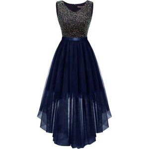 BeryLove Women Tulle Darkgreen Chiffon Scoop Neck Sleeveless Cocktail Dresses